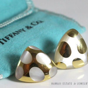 Tiffany & Co. Rare Vintage Angela Cummings Positive Negative Mother of Pearl 18K Gold Clip Earrings