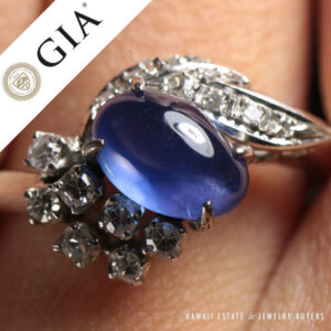 GIA Natural Blue Star Sapphire Diamond Ring Size 4.75 w/ GIA Certificate