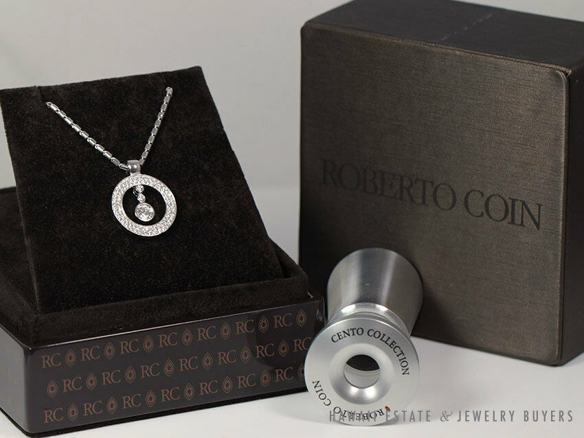 Roberto Coin 0.78CTW VVS1 Diamond 18k White Gold Baby "O" Necklace