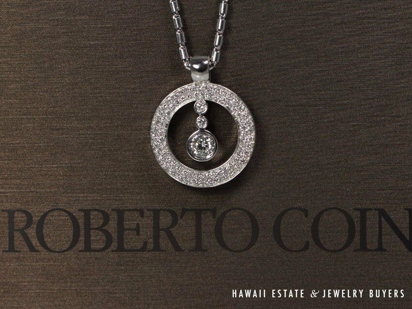 Roberto Coin 0.78CTW VVS1 Diamond 18k White Gold Baby "O" Necklace - Image 2