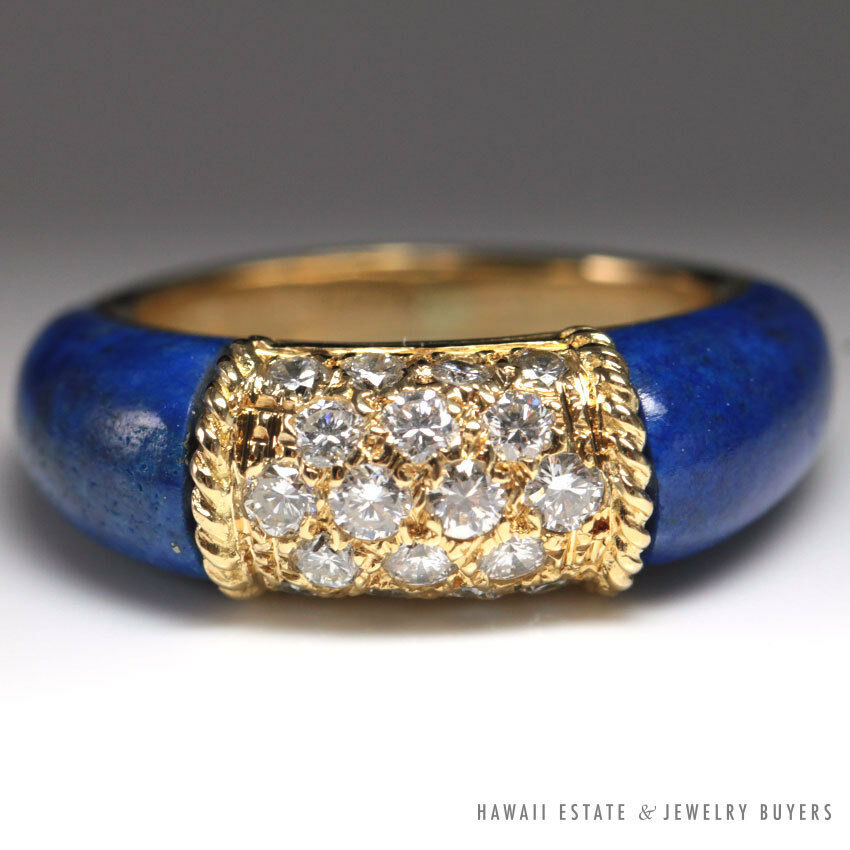Van Cleef & Arpels Lapis Lazuli & Diamond 18K Band B 5001 (SZ 4.75)