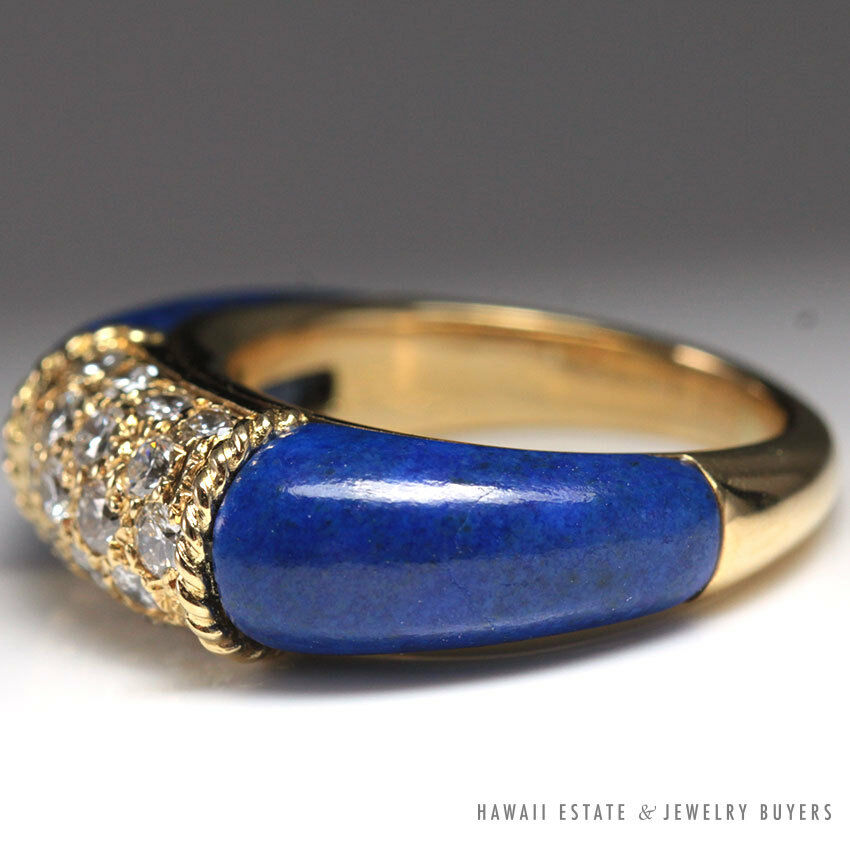 Van Cleef & Arpels Lapis Lazuli & Diamond 18K Band B 5001 (SZ 4.75) - Image 2