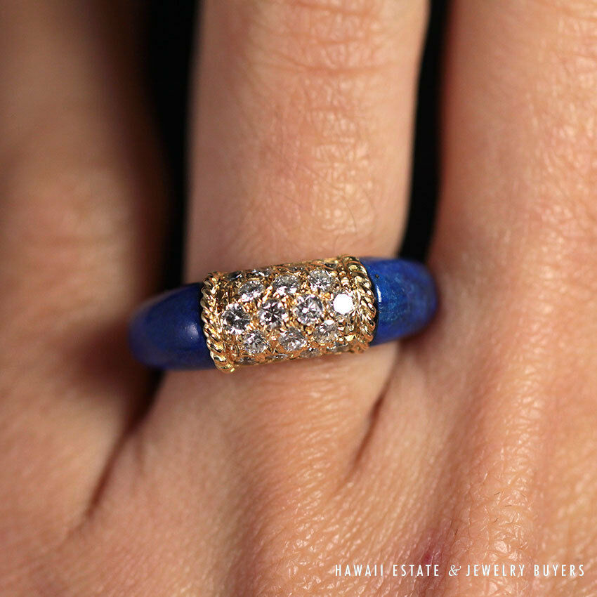 Van Cleef & Arpels Lapis Lazuli & Diamond 18K Band B 5001 (SZ 4.75) - Image 4