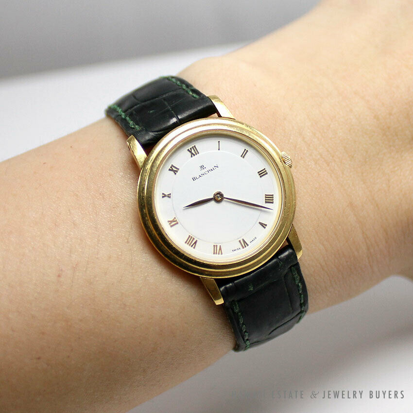 Ladies 28mm Blancpain Villeret 18k Alligator Mechanical Swiss Watch w/ Appraisal - Image 4