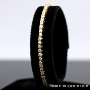 2.10CTW H/I SI1 Round Brilliant Diamond 14K Yellow Gold Tennis Bracelet