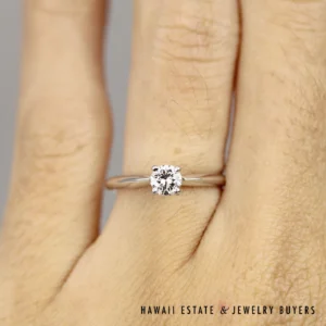 0.30CT Round Brilliant Diamond 14K White Gold Solitaire Engagement Ring Sz 4.25
