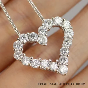 1.80CTW Diamond Heart 14k White Gold Pendant & Necklace Chain 18"