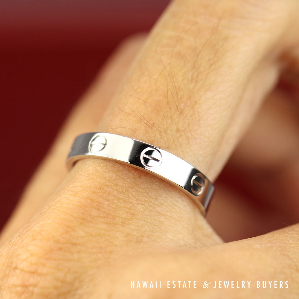 Authentic Cartier Love Ring 18K White Gold 3.5mm Band Size 57