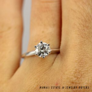 1.01CT Round Brilliant Diamond Solitaire 14K White Gold Engagement Ring Size 6 IGI