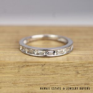 0.70CTW Baguette Diamond Anniversary 18K White Gold Wedding Band Size 6.25