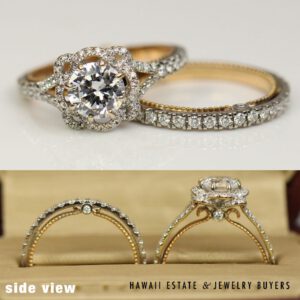 Verragio 18K White Rose Gold 0.60ctw Semi-Mount Wedding Engagement Ring and Band Setting with Box and Receipt Size 6.25