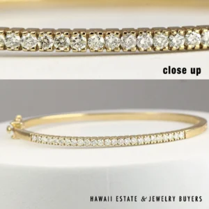 0.75ctw Diamond Hinged 14K Yellow Gold Bangle Bracelet Size 6.5