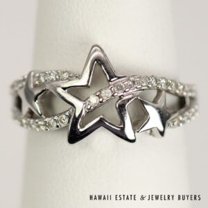 0.25ctw Diamond Shooting Star Motif 14K White Gold Ring Size 6