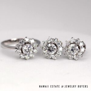 3.85ctw Diamond 14K White Gold Ring and Earrings SEt