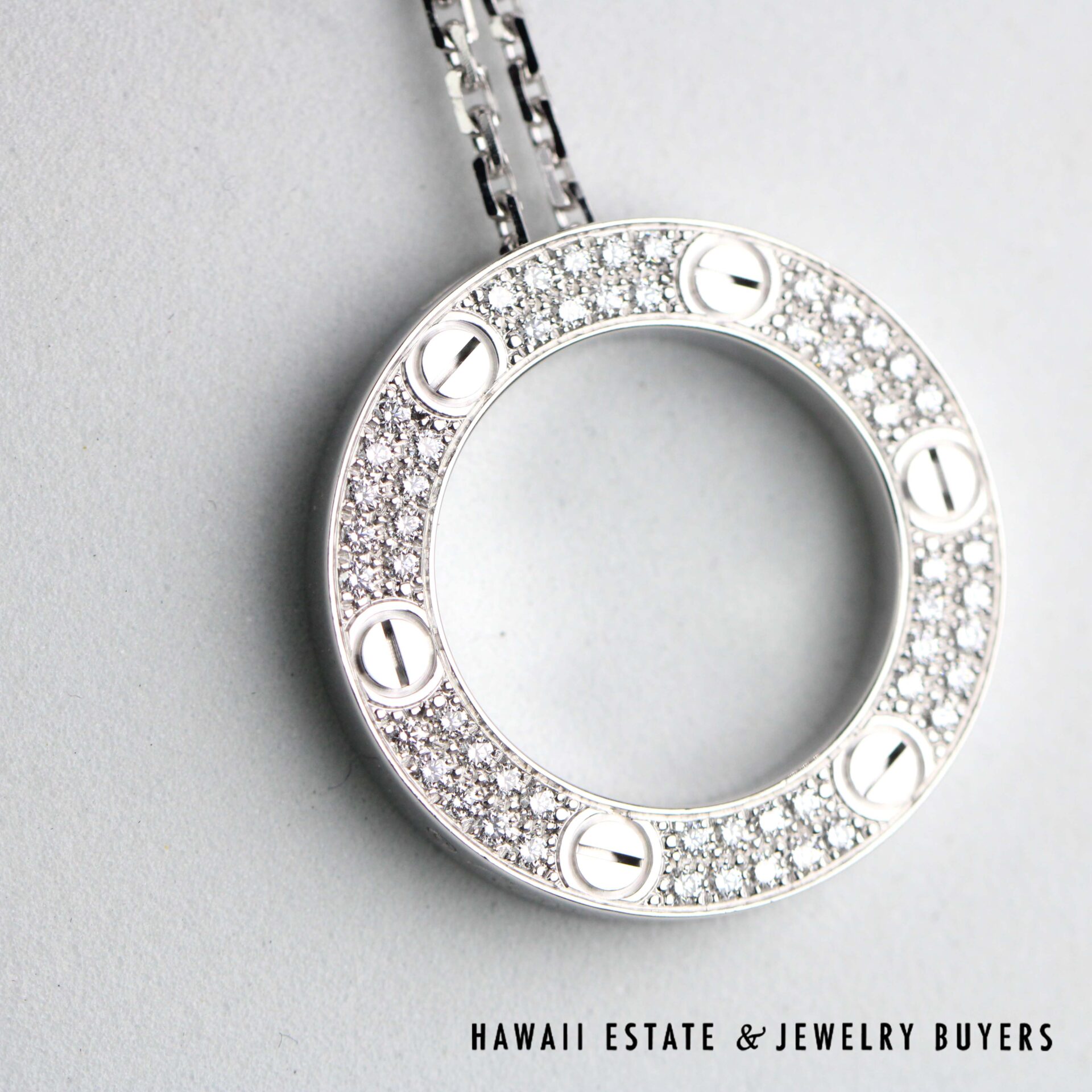 Cartier LOVE ダイヤモンドネックレス定価97万 Cartier Love 0.34ctw Diamond Pave 18K White Gold Necklace 16