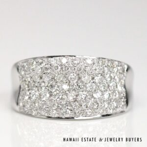 1ctw Diamond Pave 18K White Gold Saddle Ring Size 7.5
