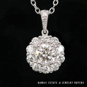 1.50ctw Diamond 14K White Gold Pendant Necklace with 18Ó Rolo Chain, 4.8g