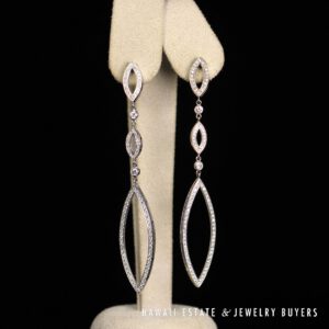 Adeler 3CTW Natural Diamond Drop 18K White Gold Earrings 3.25"