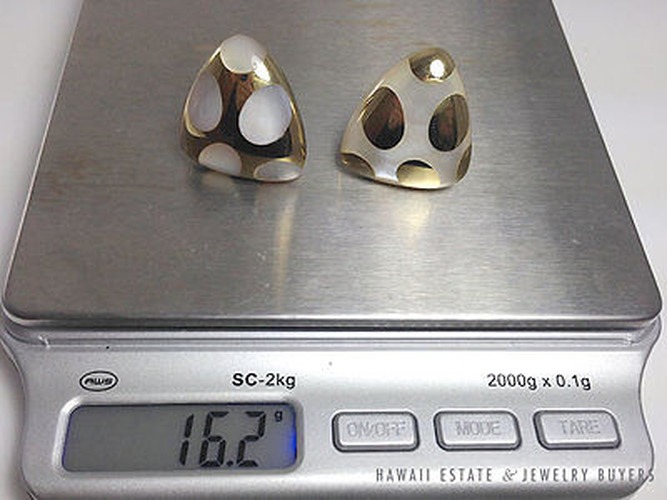 Tiffany & Co. Rare Vintage Angela Cummings Positive Negative Mother of Pearl 18K Gold Clip Earrings - Image 10