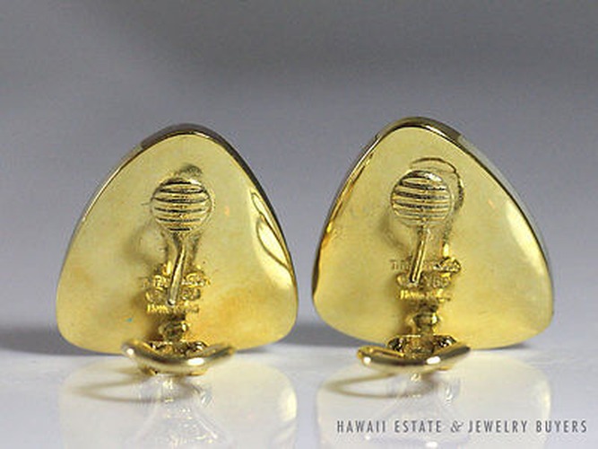 Tiffany & Co. Rare Vintage Angela Cummings Positive Negative Mother of Pearl 18K Gold Clip Earrings - Image 7