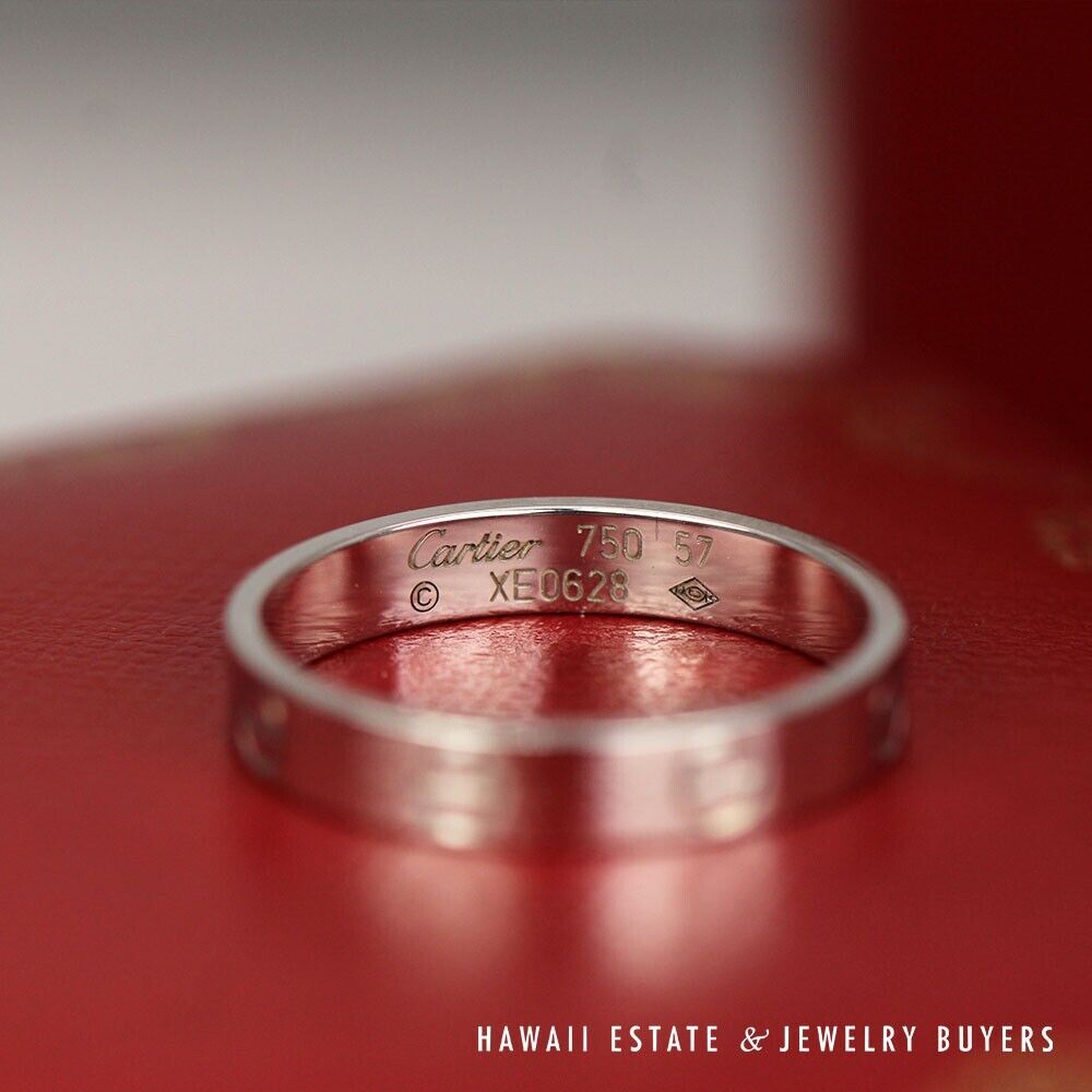Authentic Cartier Love Ring 18K White Gold 3.5mm Band Size 57