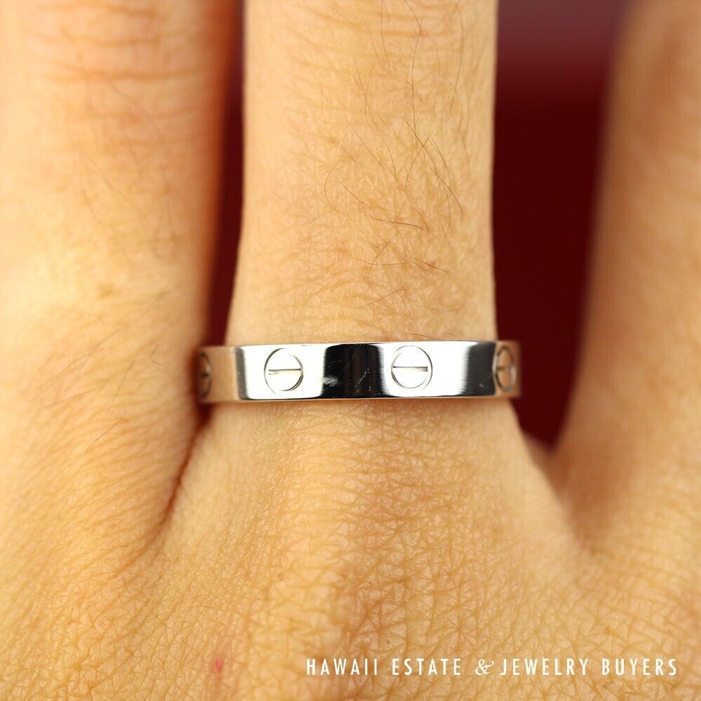 Authentic Cartier Love Ring 18K White Gold 3.5mm Band Size 57