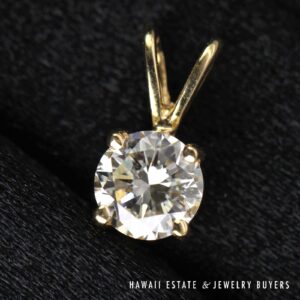 0.76ct SI1/GH Round Diamond 14K Yellow Gold Solitaire Pendant
