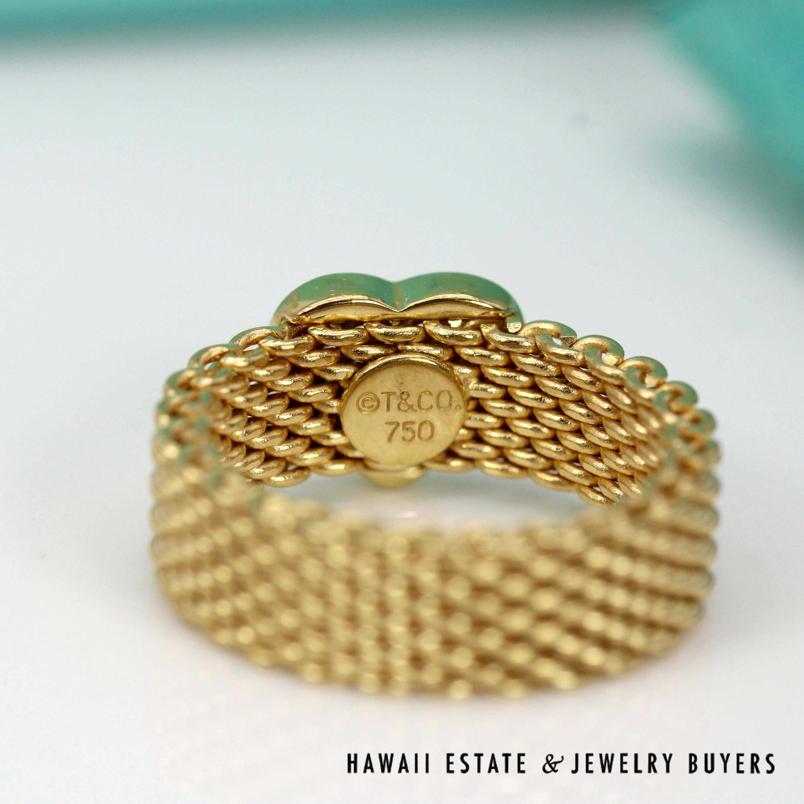 Tiffany & Co 7.3g 18KYG Somerset Mesh Heart Ring Size 5.5 with Box