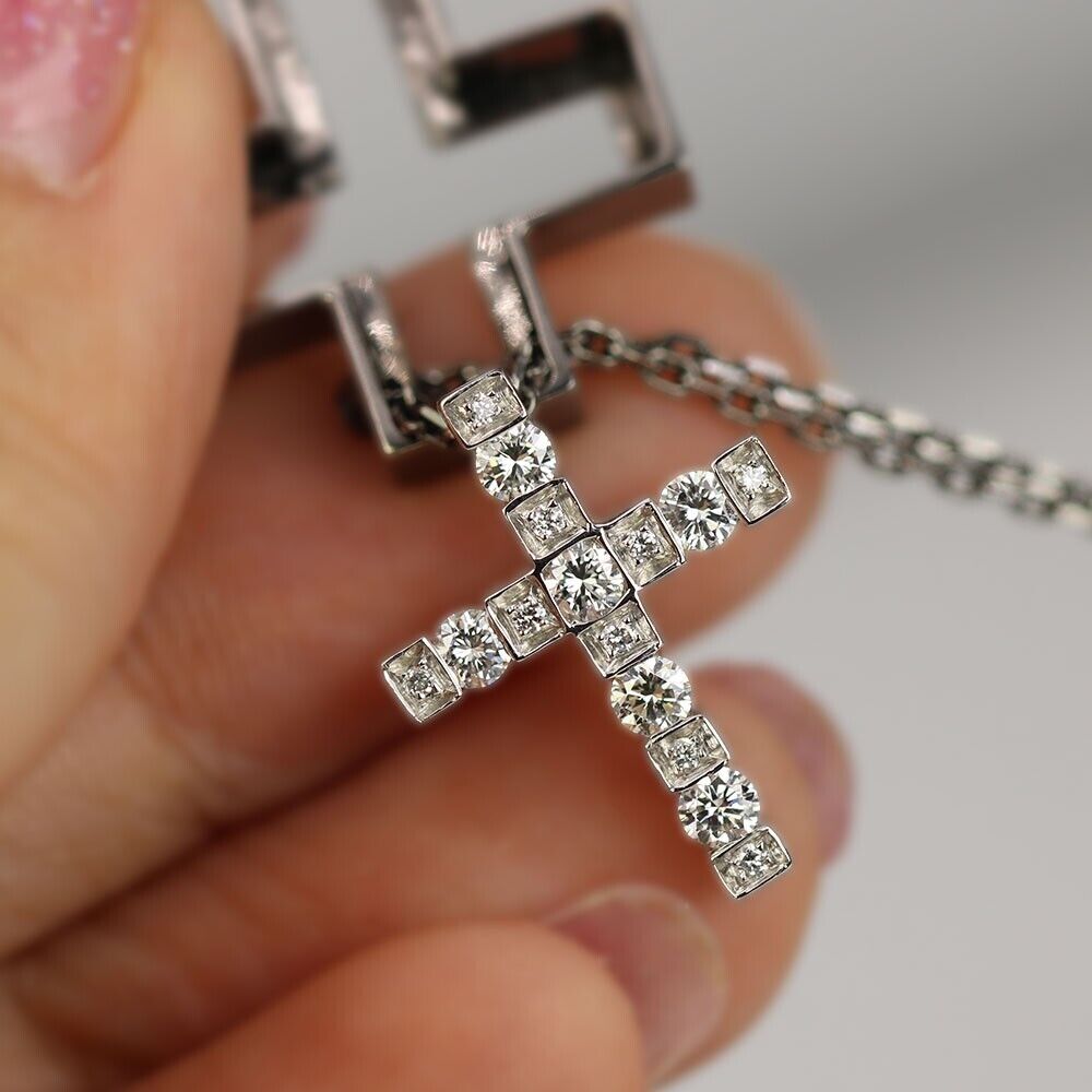 Damiani 3.35ctw Diamond Belle Epoque 18K Black Gold Cross Necklace
