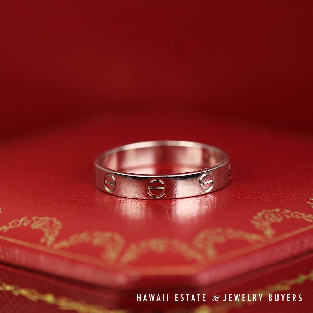 Authentic Cartier Love Ring 18K White Gold 3.5mm Band Size 57