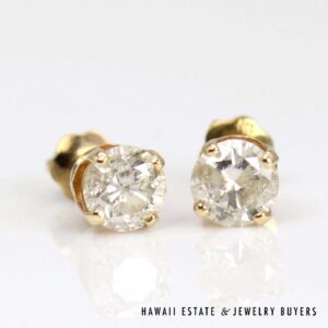 1.25ctw I1/HI Diamond Pierced 14K Yellow Gold Screwback Earrings