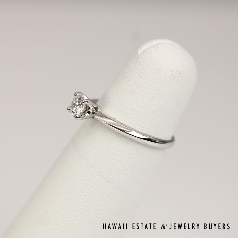 0.30CT Round Brilliant Diamond 14K White Gold Solitaire Engagement Ring Sz 4.25 - Image 3