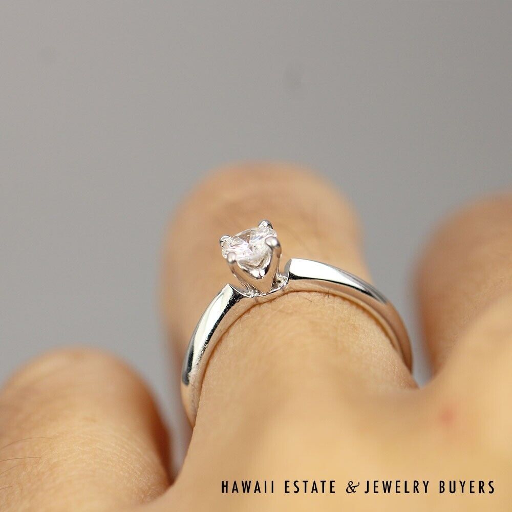 0.30CT Round Brilliant Diamond 14K White Gold Solitaire Engagement Ring Sz 4.25 - Image 7