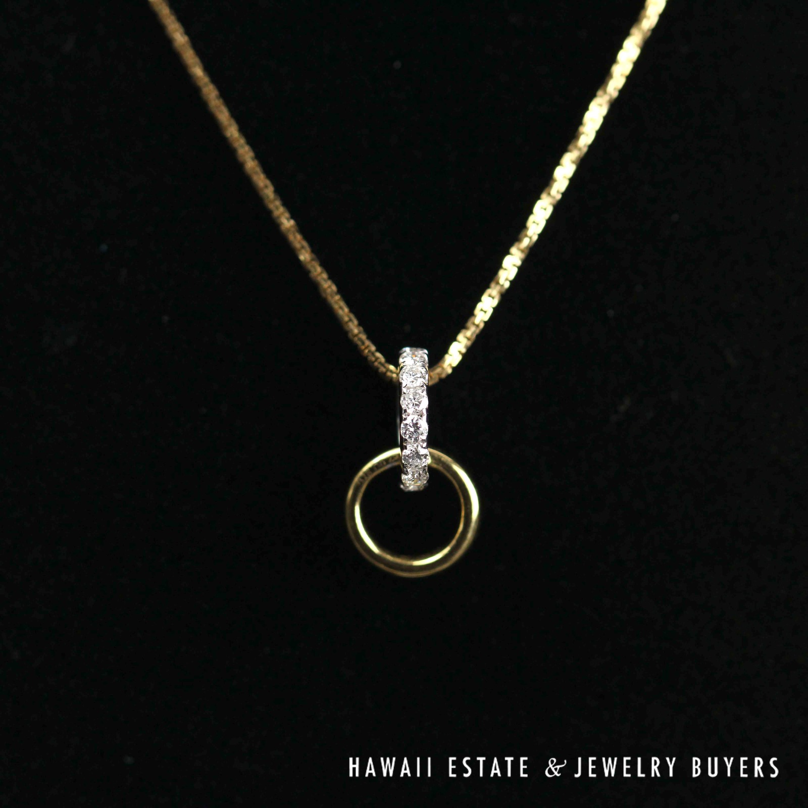 0.22ct Diamond Circle Pendant 18k Yellow Gold with 18" Adjustable Chain, 2.7g - Image 4