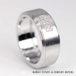 Tiffany & Co 11.6g 18KWG Century Gents Wedding Band 0.05ctw Diamonds Size 8.5