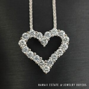 1.80CTW Diamond Heart 14k White Gold Pendant & Necklace Chain 18"