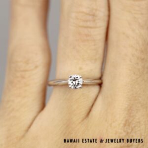0.30CT Round Brilliant Diamond 14K White Gold Solitaire Engagement Ring Sz 4.25