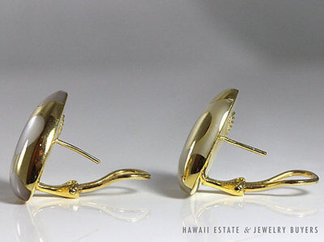 Tiffany & Co. Rare Vintage Angela Cummings Positive Negative Mother of Pearl 18K Gold Clip Earrings - Image 5