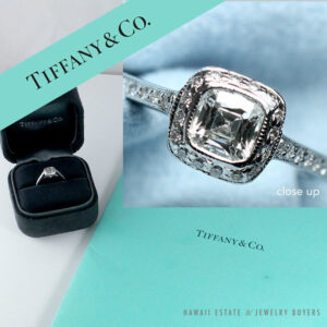 Tiffany & Co. Legacy 0.41CT Cushion Modified Brilliant Platinum Ring with Box & Papers