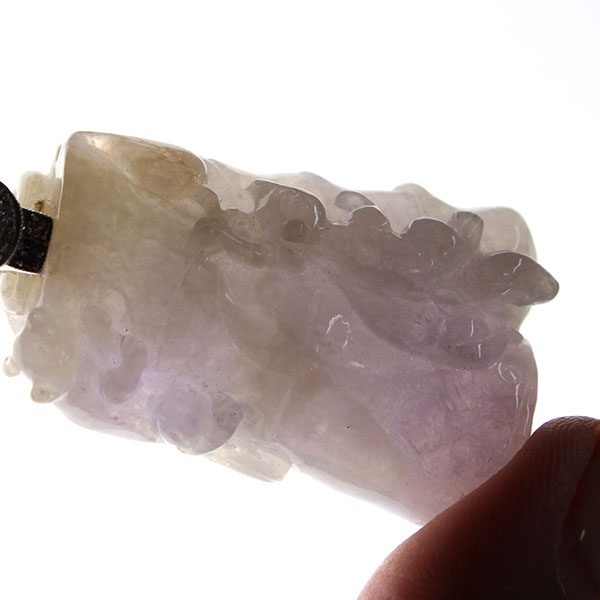 GIA CERTIFIED NATURAL GRADE A LAVENDER JADEITE JADE PENDANT W/ DIAMONDS - Image 4