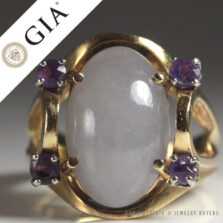 Certified Grade "A" Lavender Jade Yellow Gold Ring