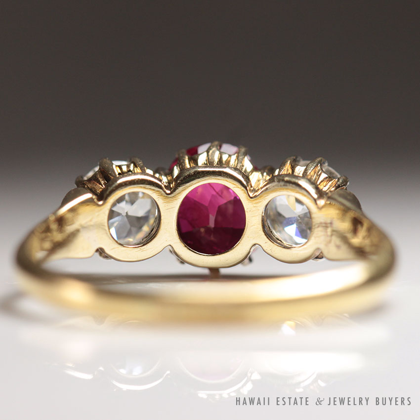 Antique 1800's Hamilton & Inches Pigeon Blood Ruby Diamond Ring - Image 2
