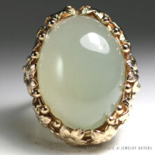 Ming's Hawaii Pale Green Large Jade Flower Ring