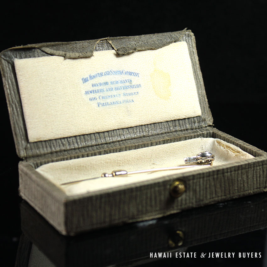 Art Deco Old European Cut Diamond Sapphire Stick Pin - Image 4