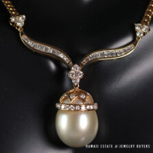 South Sea Golden Pearl Diamond 18K Necklace
