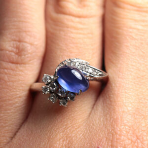 GIA Natural No Heat Star Sapphire Diamond Ring