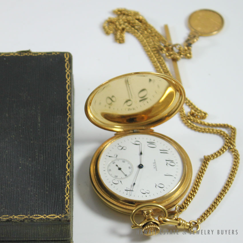 American Waltham 懐中時計 ハンターケース ゴールドカラー Antique American Waltham Yellow Gold Hunter's Case 18K Yellow Gold