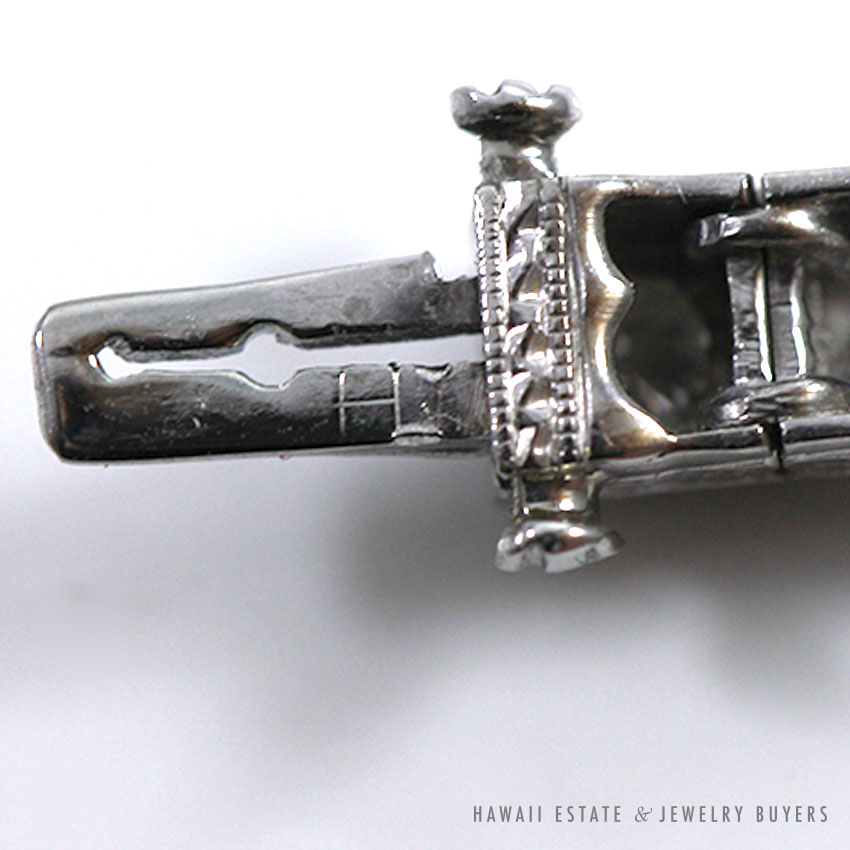 OLD EUROPEAN DIAMOND & SAPPHIRE ART DECO PLATINUM LINK BRACELET W/ APPRAISAL - Image 2