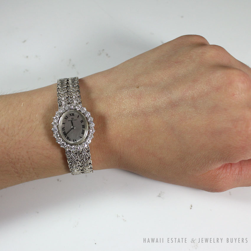 UNIVERSAL GENEVE LADIES 18K WHITE GOLD DIAMOND WRIST WATCH - Image 4