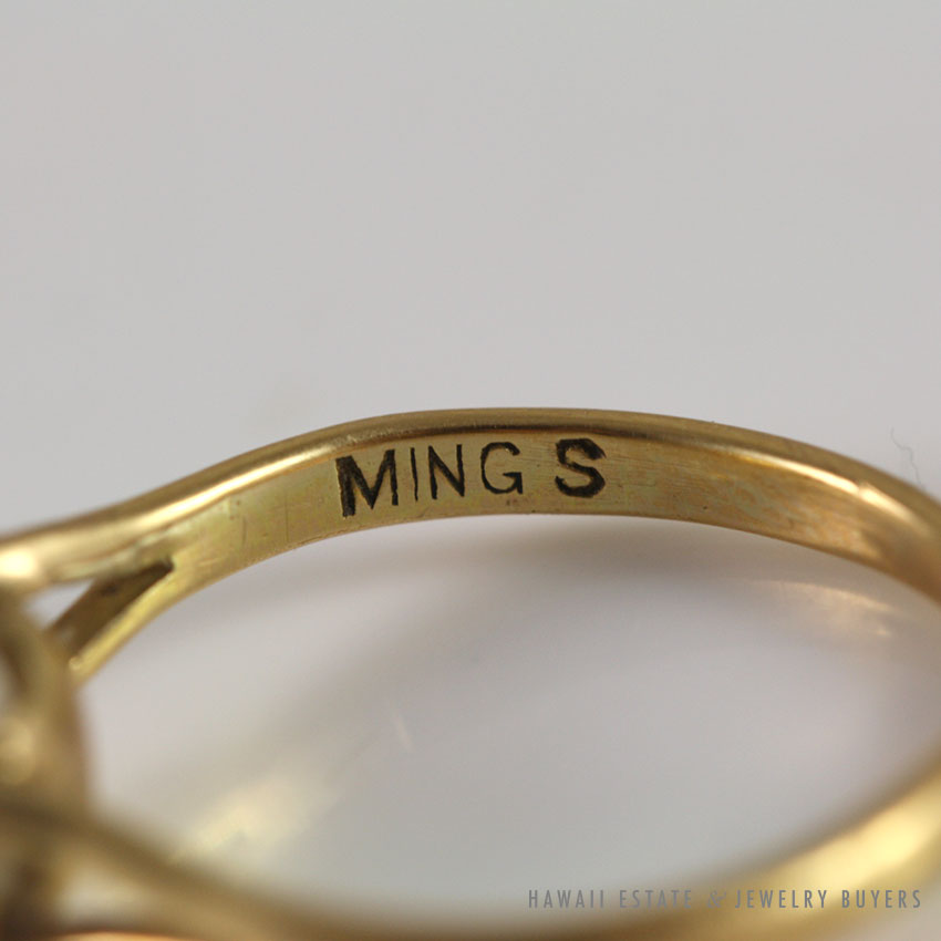 MING'S HAWAII PEARL 14K YELLOW GOLD RING SIZE 5.5 - Image 5